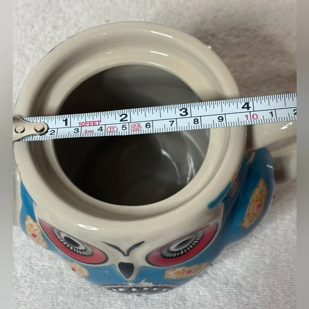 Vintage Ceramic Owl Teapot Hand Painted and Enamled Pottery Tea Pot by Royal